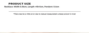 Detailed size guide for zircon necklace showing chain length and pendant dimensions