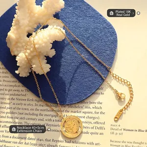Vintage 18K gold plated double-sided bee pendant necklace with adjustable chain