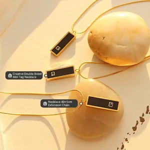 Minimalist black acrylic G pendant necklace with 40cm+5cm gold snake chain for women