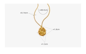 Detail view of irregular walnut texture pendant with precise measurement dimensions
