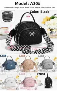 Quilted crossbody bag with bow detail, dimensions 21x11x18cm and colorful wide strap