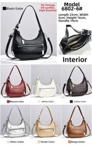 Detailed multi-color display of chic crescent hobo bags in smooth oil-finished PU leather