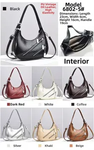 Detailed size specifications for the vintage crescent hobo bag in multiple colors