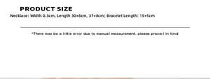 Size guide for 18K gold-plated snake chain necklace and bracelet jewelry set