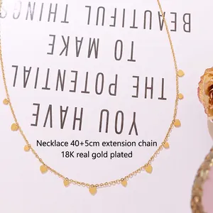 18K gold plated necklace with flat heart charms and 40cm plus 5cm extension chain