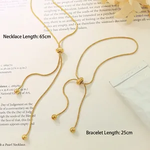 Set collana e bracciale a catena serpente placcato oro 18 carati con chiusure scorrevoli
