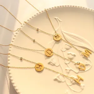 Gold plated Y-shaped tassel necklace with MHD letters and zircon accents, length 43+5cm