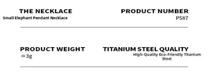 Specifications for the elephant pendant necklace made of premium eco-friendly titanium steel