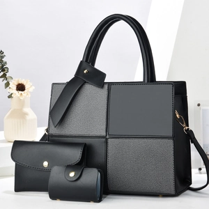 Γυναικεία Τσάντα Ώμου Patchwork Χρωματικό Μπλοκ Σετ Tote Και Πορτοφόλι Και Θήκη Καρτών Μεγάλη Χωρητικότητα Τσάντα από Δέρμα PU