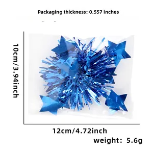 Detailed size chart for blue star hair clip showing packaging dimensions and weight