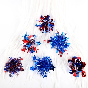 Detailed view of red, white, and blue star-shaped foil sequins for patriotic parties