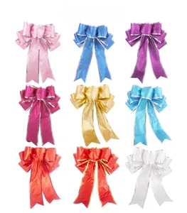 Détail de nœuds de Noël scintillants de 25 cm en neuf couleurs festives variées