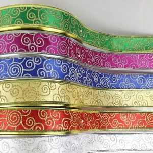 Christmas glitter swirl ribbons in six colors for festive gift wrapping and DIY decor