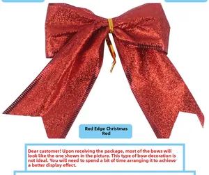 Dettaglio del fiocco natalizio rosso glitterato con bordo rosso per decorazioni