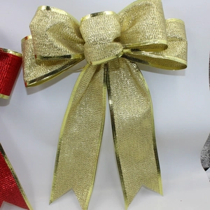25cm large gold glitter Christmas tree bow ornament with sparkling finish