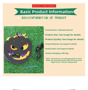 Detail of Halloween pumpkin felt banner kit with orange black purple pieces and threading tool