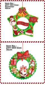 3D glittery Christmas wreaths with Santa and snowman motifs in 36cm and 40cm diameters