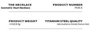 Detailed specifications of the titanium steel geometric heart necklace weighing 4.0-4.5g