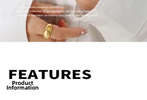 Close-up of minimalist 18K gold plated wide dome ring worn with casual white shirt