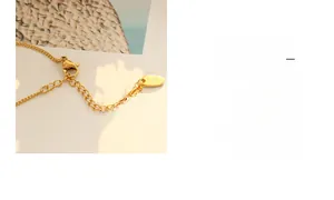 Close-up of the lobster clasp and adjustable extension chain with a K18 gold tag