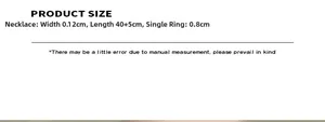 Size specifications for gold interlocking ring necklace showing 40+5cm length and width