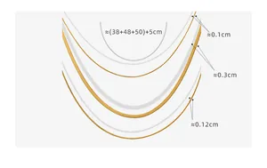 Spécifications de taille du collier triple épaisseur doré avec détails de largeur et longueur