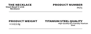 Specifications of double-layered stainless steel ball chain necklace, weight 3g and 2g