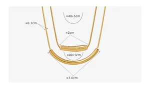 Size chart for gold smile necklace with chain length 40+5cm and 2cm/3.6cm curved pendants