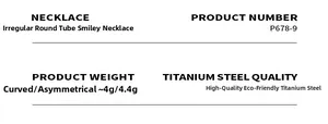 Specifications for irregular smile pendant necklace in high quality titanium steel