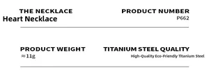 Detailed specifications of heart pendant necklace made of premium titanium steel P662