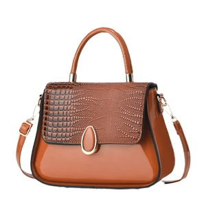 Sac à main marron effet crocodile avec poignée supérieure et bandoulière réglable