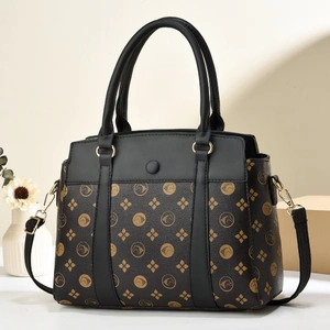 Sac À Main Pour Femmes En Cuir PU Imprimé Monogramme Couleur Contrastée Sac À Bandoulière Mode Quotidienne