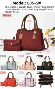 Detailed internal compartments and six color options for the striped tote bag set