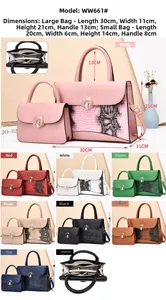 Gedetailleerde maatspecificaties voor tote tassen met krokodillenprint en clutch set