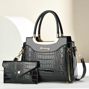Crocodile Pattern Handbag And Pouch Women Patent PU Leather Shoulder Bag Fashion Crossbody Purse For Daily Style