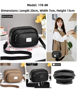 Detailed multi-layer shoulder bag internal structure showing three zipper pockets
