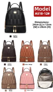 Detailed view of plaid textured backpack dimensions 24x12x28cm with multiple color options
