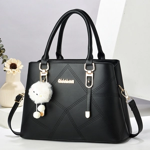 Damen Schultertasche Mit Rautenmuster PU-Leder Mit Plüschball-Anhänger Urban Einfach Große Kapazität Handtasche Crossbody-Tasche