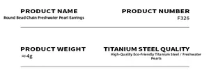 Detail view of freshwater pearl drop earrings specifications and titanium steel material