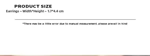 Detailed measurement chart showing earring size 1.7cm by 4.4cm on white background