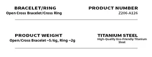 Detailed specifications for stainless steel safety pin style bracelet and ring set