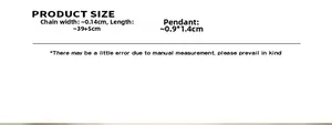 Size guide for titanium steel necklace showing chain width and pendant dimensions