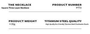 Specifications of triple-layer square pendant necklace with freshwater pearls and steel