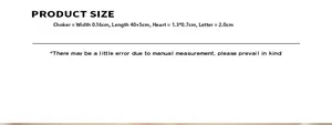 Detailed size chart showing length and dimensions for love heart pendant necklace