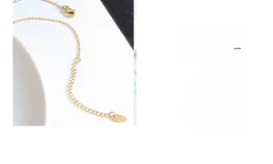 Detail of gold titanium steel necklace featuring lobster clasp and K18 material tag