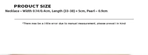 Guide des tailles montrant la largeur 0.4cm et longueur 38cm du collier perle