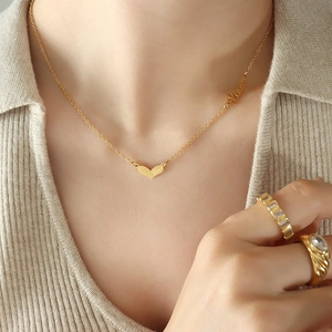 Love Heart Pendant Necklace Stainless Steel Cursive Lettering Delicate Chain Jewelry For Women