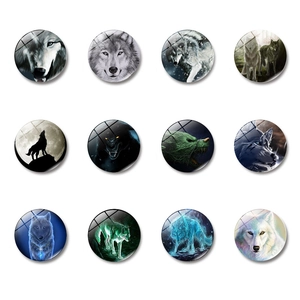 Wolf Totem Koelkastmagneten Kristalglas Magnetische Ronde Whiteboard Stickers Dierlijke Kunst Huis Keuken Kantoor Decoratie