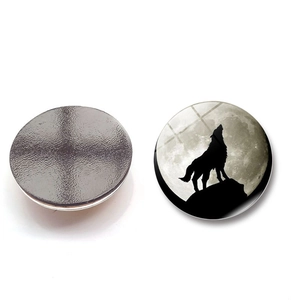 Wolf maan kristalglas koelkastmagneet met 25mm magnetische achterkant en rond ontwerp