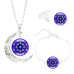 Flachbild von Mandala-Schmuckset mit Mondhalskette Armband und Ohrsteckern